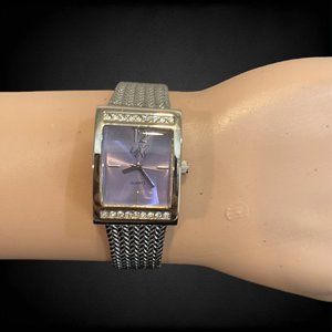 VINTAGE LA EXPRESS -- Analog Watch, Faux Diamonds, Lavender Face, Silver Band